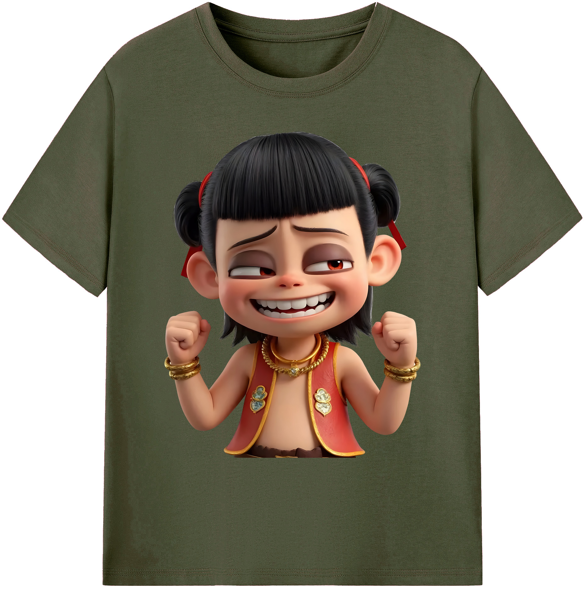 （画像用） Ne Zha 2 ナタ 魔童の大暴れ 綿100％ メンズ半袖Tシャツ｜肌触りやわらか＆通気性